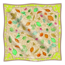 Spring Original Leaf Design Large Size Silk Muslim Scarf